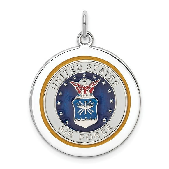 925 Sterling Silver Rhod-plated US Army Logo Disc Pendant 